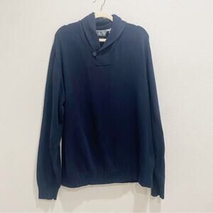 Oscar de la renta mens cotton navy sweater pullover size xl